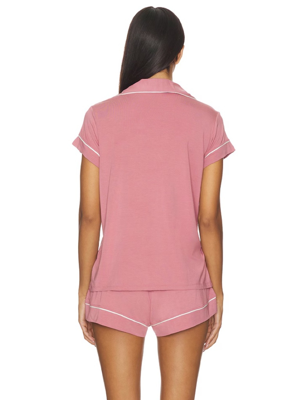Eberjey Gisele Shortie Short Pajama Set in Berry Blush with Ivory Size XS - Picture 7 of 13